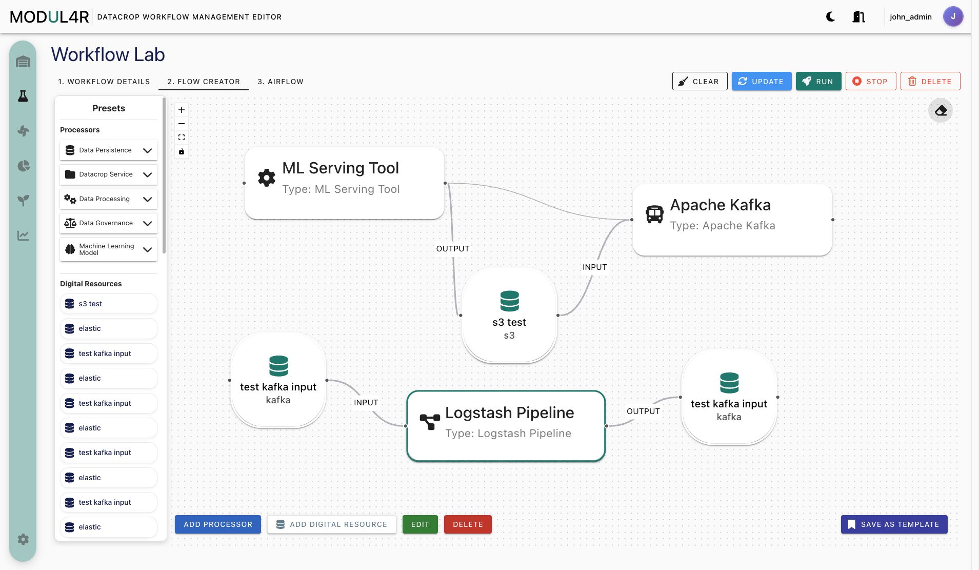 Flow Creator canvas