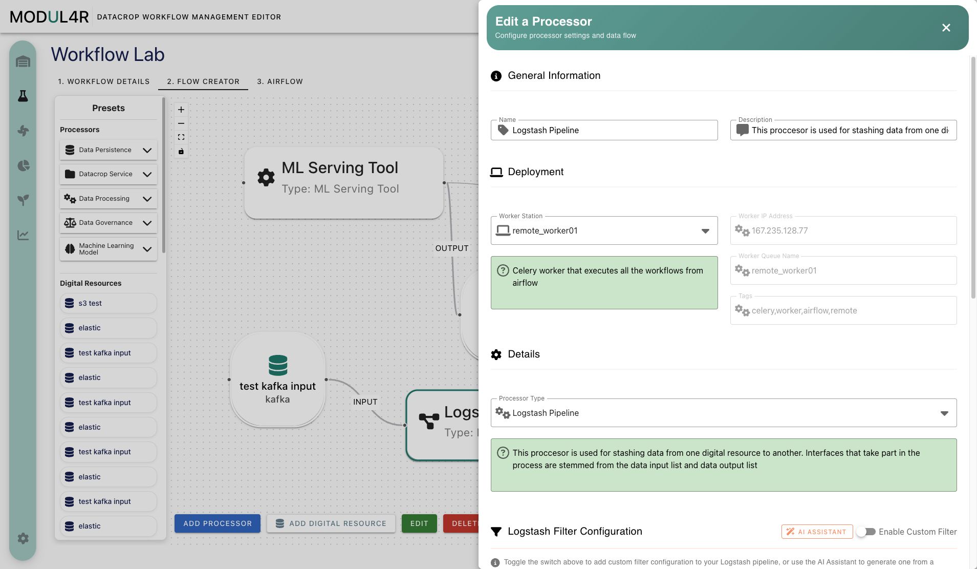 Logstash processor form