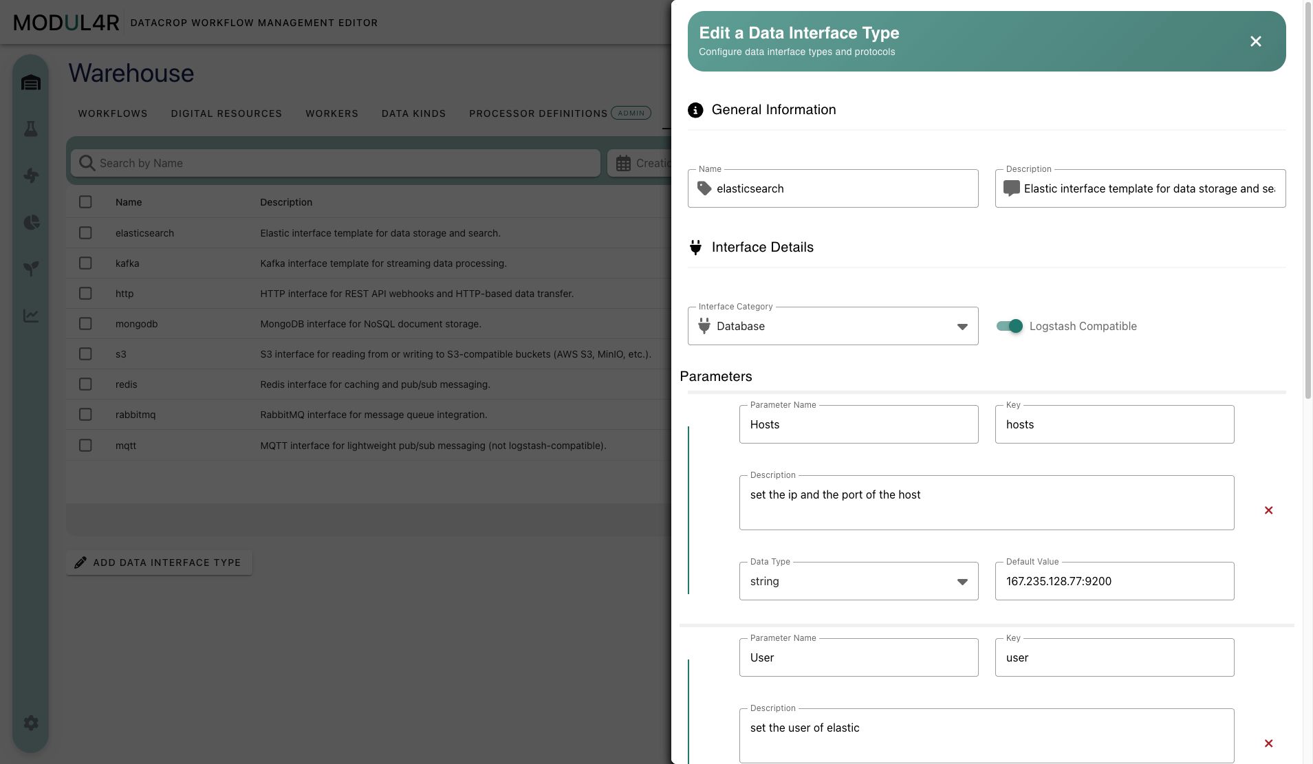 Data interface type form