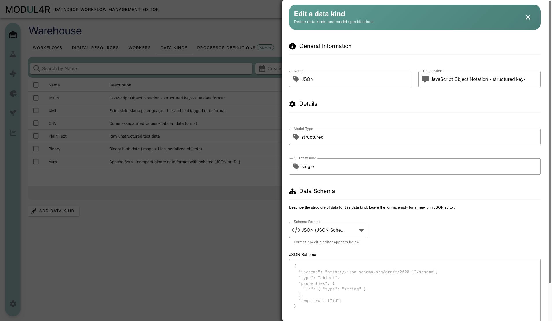 Data kind form